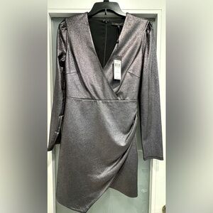 BCBG MAXAZRIA silver (gunmetal) show stopping dress